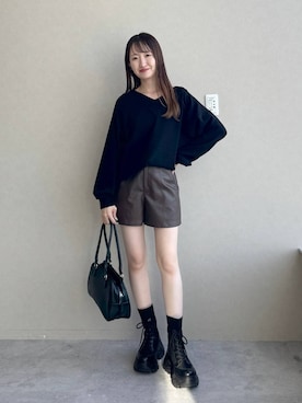 「PAGEBOY（ページボーイ）の【選べる着丈/前後2WAY/マシンウォッシャブル】マルチWAYネックプルオーバー/ニット（ニット/セーター）」を使った、ひ　な　たさん（レディース・160cm）の秋コーディネート