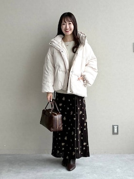 「mysty woman（ミスティウーマン）のベロア刺繍キャミワンピース 1052517（ワンピース、ブラウン系）」を使った、ひ　な　たさん（レディース・160cm）の秋コーディネート