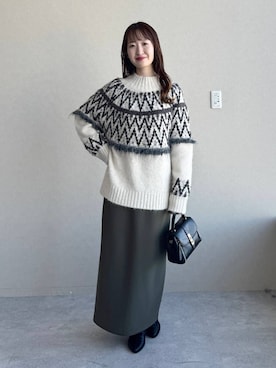 「アイテム（スカート、グリーン系）」を使った、ひ　な　たさん（レディース・160cm）の冬コーディネート