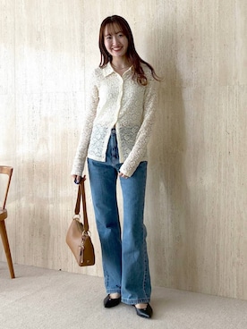 「mysty woman（ミスティウーマン）のカーブネックカフ 595936（ネックレス、シルバー系）」を使った、ひ　な　たさん（レディース・160cm）の春コーディネート