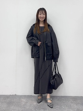 「PAGEBOY（ページボーイ）のサンドヴィンテージキリカエロングスリーブワンピース(長袖) 【ボートネック・ワンショルダー対応】（ワンピース）」を使った、ひ　な　たさん（レディース・160cm）の秋コーディネート