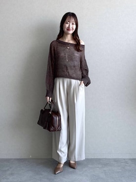 「mysty woman（ミスティウーマン）のアイテム（ニット/セーター）」を使った、ひ　な　たさん（レディース・160cm）の秋コーディネート