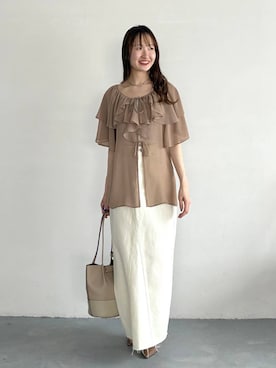 「mysty woman（ミスティウーマン）のカーブネックカフ 595936（ネックレス、シルバー系）」を使った、ひ　な　たさん（レディース・160cm）の春コーディネート