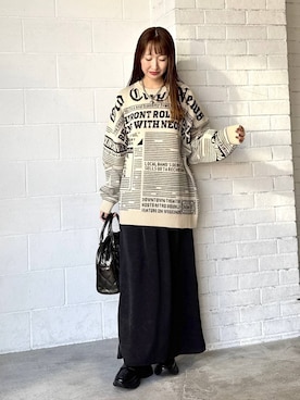 「PAGEBOY（ページボーイ）のサテンナロースカート 【ウエストゴム・ストレスフリー】（スカート）」を使った、ひ　な　たさん（レディース・160cm）の秋コーディネート