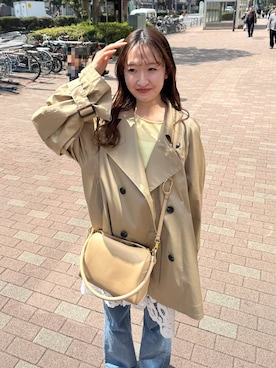 「mysty woman（ミスティウーマン）の【復刻！/WEB限定アイテム】ソルベシアーニット　190297（ニット/セーター、イエロー系）」を使った、ひ　な　たさん（レディース・160cm）の春コーディネート