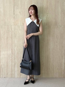 「mysty woman（ミスティウーマン）のエナメルストラップミュール 647876（サンダル、ブラック系）」を使った、ひ　な　たさん（レディース・160cm）の春コーディネート