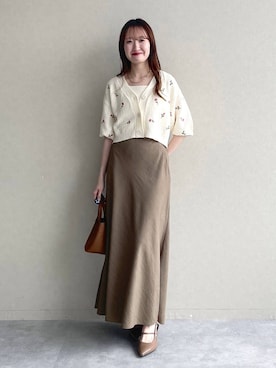 「mysty woman（ミスティウーマン）のツイストチェーンネックレス 595939（ネックレス、ゴールド系）」を使った、ひ　な　たさん（レディース・160cm）の春コーディネート