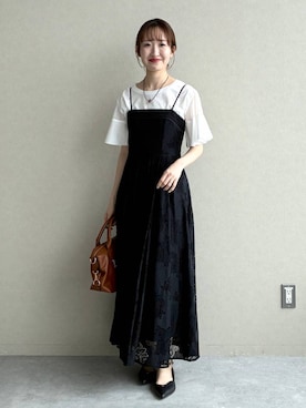 「mysty woman（ミスティウーマン）の【WEB限定復刻！】シアーショルダー切り替えプルオーバー  452209（Tシャツ/カットソー、ホワイト系）」を使った、ひ　な　たさん（レディース・160cm）の春コーディネート