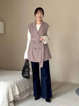 「mysty woman（ミスティウーマン）のアイテム（Tシャツ/カットソー）」を使った、ひ　な　たさん（レディース・160cm）の秋コーディネート