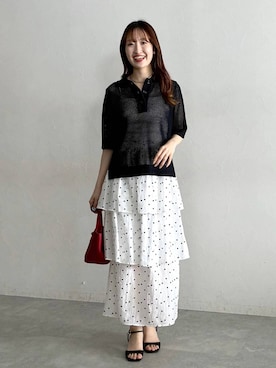 「mysty woman（ミスティウーマン）のカーブネックカフ 595936（ネックレス、シルバー系）」を使った、ひ　な　たさん（レディース・160cm）の春コーディネート