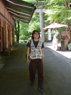 「アイテム（ベスト）」を使った、はまきさん（レディース・156cm）の夏コーディネート
