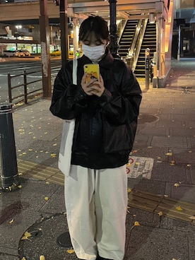 「PUMA」｜「アイテム（ブルゾン）」を使った、うちゃんさん（レディース・152cm）の秋コーディネート
