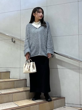 「SENSE OF PLACE by URBAN RESEARCH（センスオブプレイスバイアーバンリサーチ）のポンチタイトスカート（スカート）」を使った、はつねさん（レディース・159cm）の冬コーディネート