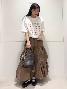 「SENSE OF PLACE by URBAN RESEARCH(センスオブプレイスバイアーバンリサーチ)の『別注』Ben Lenovitz×SENSE OF PLACE SHORT-SLEEVE T-SHIRTS(Tシャツ/カットソー、ホワイト系)」を使った、はつねさん(レディース・159cm)の春コーディネート