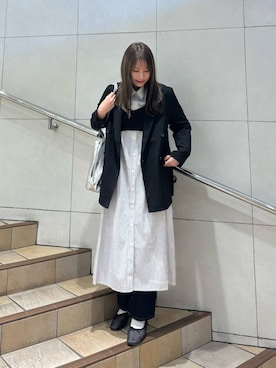 「SENSE OF PLACE by URBAN RESEARCH（センスオブプレイスバイアーバンリサーチ）のアイテム（テーラードジャケット）」を使った、はつねさん（レディース・158cm）の冬コーディネート