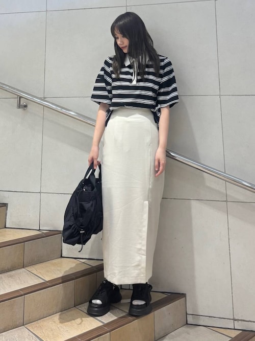 『UR TECH DRYLUXE』リネンライクスリットタイトスカート
