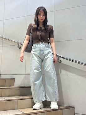 「アイテム（ニット/セーター）」を使った、はつねさん（レディース・159cm）の夏コーディネート