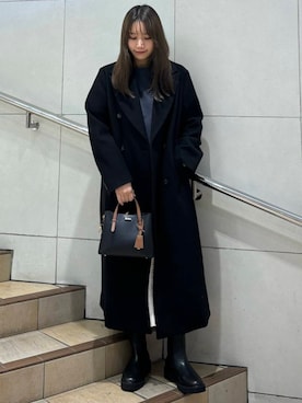 「アイテム（チェスターコート）」を使った、はつねさん（レディース・159cm）の冬コーディネート