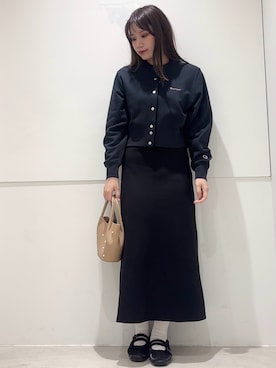 「SENSE OF PLACE by URBAN RESEARCH（センスオブプレイスバイアーバンリサーチ）の『別注』CHAMPION×SENSE OF PLACE　スウェットカーディガン（カーディガン/ボレロ、ブルー系）」を使った、はつねさん（レディース・159cm）の春コーディネート