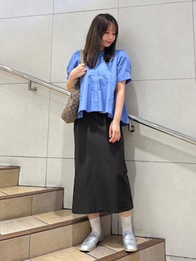 「アイテム（ローファー、シルバー系）」を使った、はつねさん（レディース・159cm）の夏コーディネート