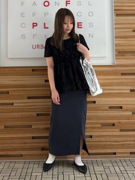 「SENSE OF PLACE by URBAN RESEARCH（センスオブプレイスバイアーバンリサーチ）の『UR TECH DRYLUXE』リネンライクスリットタイトスカート（スカート）」を使った、はつねさん（レディース・158cm）の春コーディネート