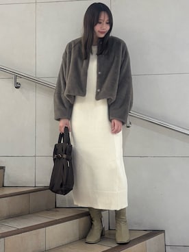 「ニット/セーター」｜「アイテム（ワンピース/ドレス）」を使った、はつねさん（レディース・159cm）の秋コーディネート