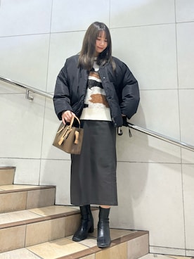 「SENSE OF PLACE by URBAN RESEARCH（センスオブプレイスバイアーバンリサーチ）のニュアンスパターンラメセーター（ニット/セーター）」を使った、はつねさん（レディース・159cm）の冬コーディネート