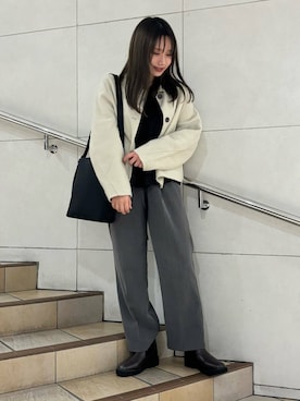 「オケージョン」｜「アイテム（ブルゾン）」を使った、はつねさん（レディース・158cm）の冬コーディネート