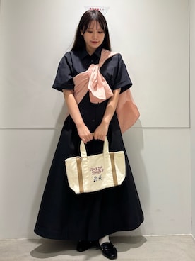 「SENSE OF PLACE by URBAN RESEARCH(センスオブプレイスバイアーバンリサーチ)の『UR TECH DRYLUXE』リネンライクワンピース(ワンピース、グレー系)」を使った、はつねさん(レディース・159cm)の夏コーディネート