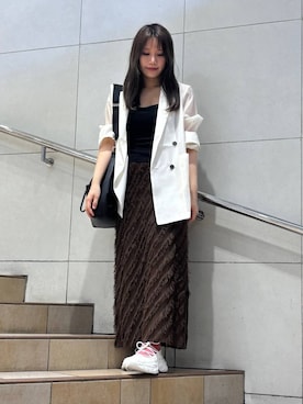 「アイテム（テーラードジャケット）」を使った、はつねさん（レディース・159cm）の夏コーディネート