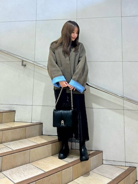 「アイテム（ノーカラーコート）」を使った、はつねさん（レディース・159cm）の秋コーディネート