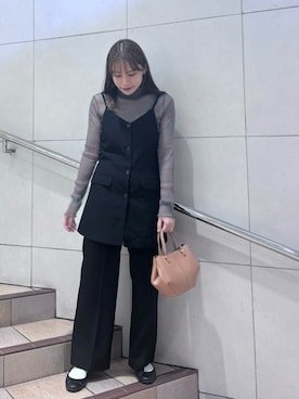 「ストレート」｜「アイテム（チュニック）」を使った、はつねさん（レディース・159cm）の秋コーディネート