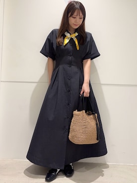 「SENSE OF PLACE by URBAN RESEARCH(センスオブプレイスバイアーバンリサーチ)の『UR TECH DRYLUXE』リネンライクワンピース(ワンピース、グレー系)」を使った、はつねさん(レディース・159cm)の夏コーディネート