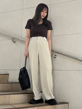 「綺麗めコーデ」｜「アイテム（スラックス）」を使った、はつねさん（レディース・159cm）の夏コーディネート