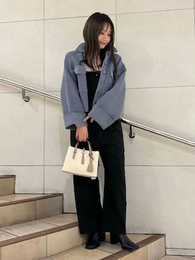 「SENSE OF PLACE by URBAN RESEARCH（センスオブプレイスバイアーバンリサーチ）の2WAYベルトツキベアパンツ（サロペット/オーバーオール）」を使った、はつねさん（レディース・159cm）の冬コーディネート