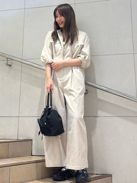 「アイテム（つなぎ/オールインワン）」を使った、はつねさん（レディース・159cm）の夏コーディネート