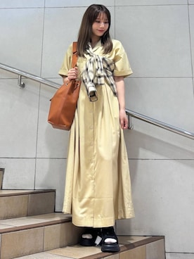 「アイテム（シャツワンピース）」を使った、はつねさん（レディース・159cm）の夏コーディネート