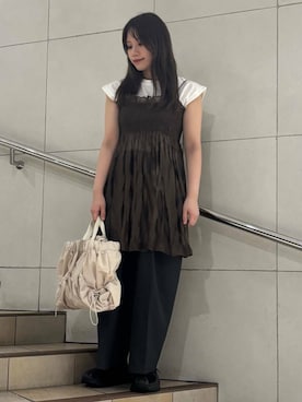 「綺麗めコーデ」｜「アイテム（スラックス）」を使った、はつねさん（レディース・159cm）の夏コーディネート