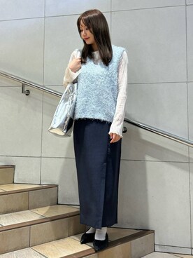 「SENSE OF PLACE by URBAN RESEARCH（センスオブプレイスバイアーバンリサーチ）の『UR TECH DRYLUXE』リネンライクスリットタイトスカート（スカート）」を使った、はつねさん（レディース・158cm）の春コーディネート