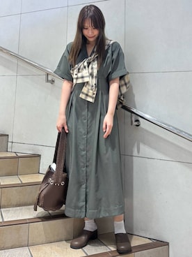 「アイテム（スリッポン）」を使った、はつねさん（レディース・159cm）の夏コーディネート