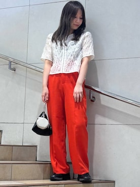 「URTECH」｜「アイテム（スラックス）」を使った、はつねさん（レディース・159cm）の夏コーディネート