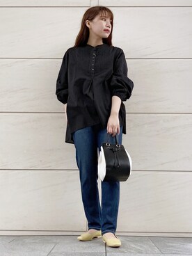 「Moname（モナーム）のアイテム（パンツ）」を使った、はつねさん（レディース・158cm）の秋コーディネート