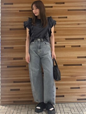 「SENSE OF PLACE by URBAN RESEARCH（センスオブプレイスバイアーバンリサーチ）のアイテム（サンダル）」を使った、はつねさん（レディース・159cm）の夏コーディネート