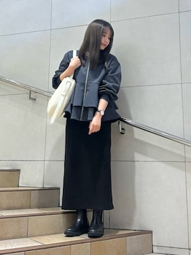 「SENSE OF PLACE by URBAN RESEARCH（センスオブプレイスバイアーバンリサーチ）のポンチタイトスカート（スカート）」を使った、はつねさん（レディース・159cm）の冬コーディネート