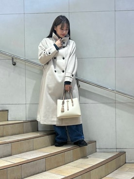 「アイテム（ステンカラーコート）」を使った、はつねさん（レディース・159cm）の秋コーディネート