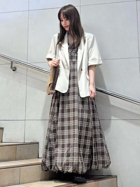 「SENSE OF PLACE by URBAN RESEARCH（センスオブプレイスバイアーバンリサーチ）のアイテム（テーラードジャケット）」を使った、はつねさん（レディース・159cm）の夏コーディネート