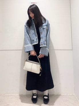 「SENSE OF PLACE by URBAN RESEARCH（センスオブプレイスバイアーバンリサーチ）のエリツキホックワンピース（ワンピース、ブラック系）」を使った、はつねさん（レディース・159cm）の冬コーディネート