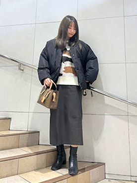 「SENSE OF PLACE by URBAN RESEARCH（センスオブプレイスバイアーバンリサーチ）のニュアンスパターンラメセーター（ニット/セーター）」を使った、はつねさん（レディース・159cm）の冬コーディネート