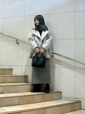 「ジャケット」｜「アイテム（ステンカラーコート）」を使った、はつねさん（レディース・159cm）の秋コーディネート