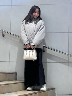 「アイテム（ダウンジャケット/コート）」を使った、はつねさん（レディース・159cm）の秋コーディネート